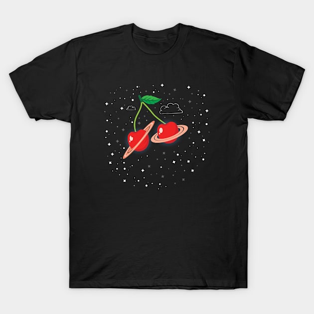 Cherry Like Planets in Space T-Shirt by MAGDY STORE